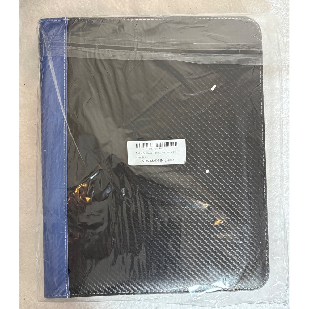 9 Pocket Trading Card Binder Carbon Fiber Texture Black Blue Sports TCG Folder‎